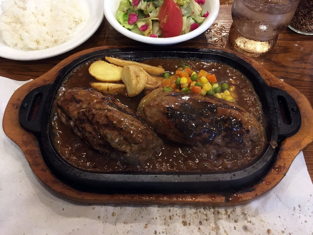 アルカサール牧場 五反田店「Eセット 炭焼ハンバーグ 350g」(2017年7月)