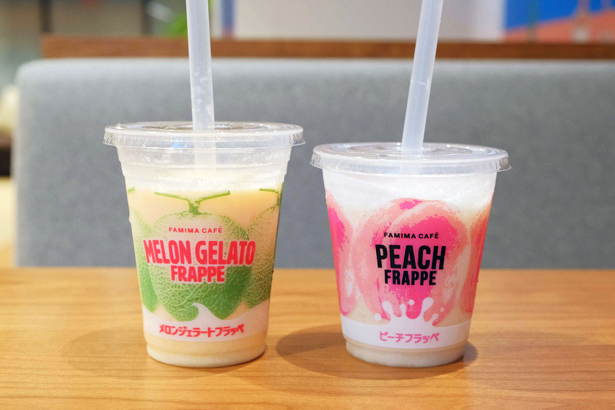 「メロンジェラートフラッペ」と「ピーチフラッペ」