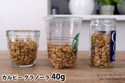 グラノーラ40gを「モロゾフ」「トールサイズのカップ」「ワンカップ大関」に入れた時の目安