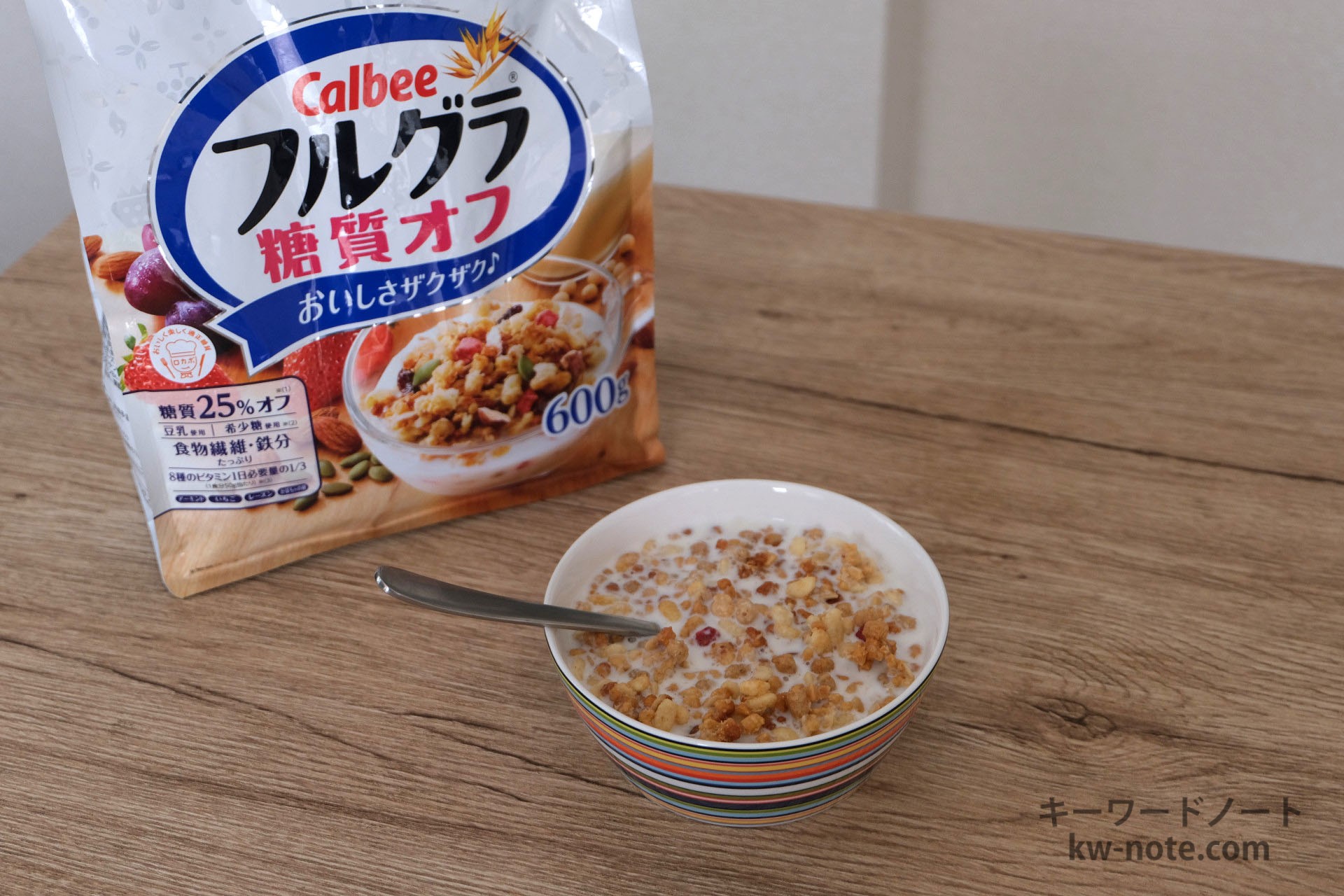 1食分の「フルグラ 糖質オフ」に200gの牛乳をプラス