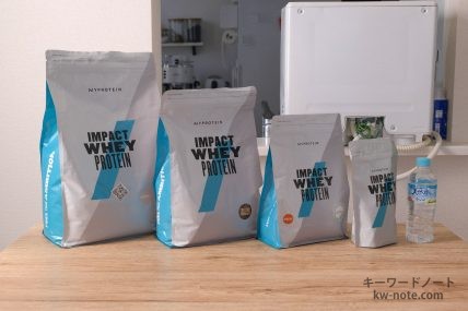 斜めからのアングル（マイプロテインのパッケージ）