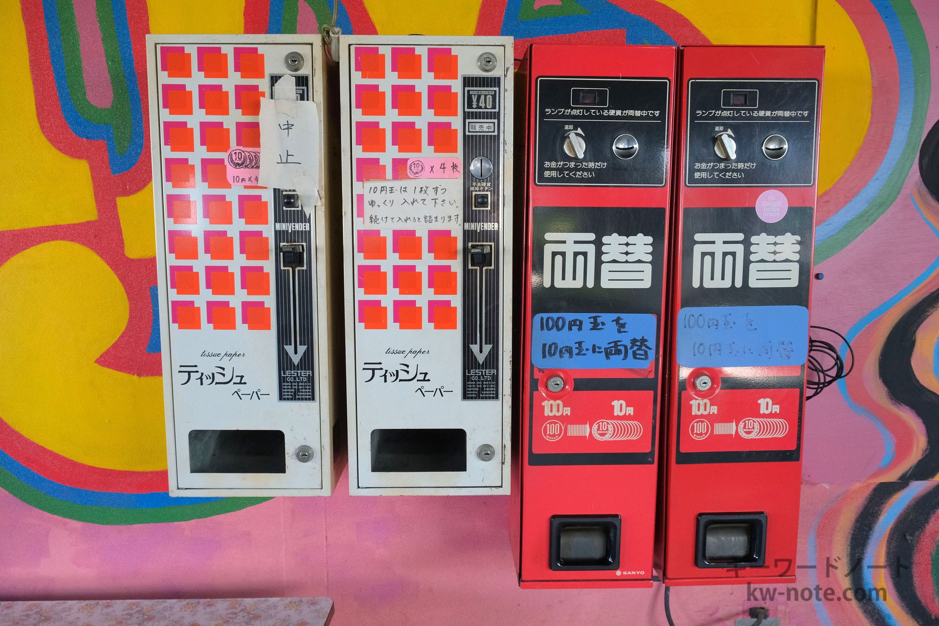 ティッシュペーパー自販機と両替機