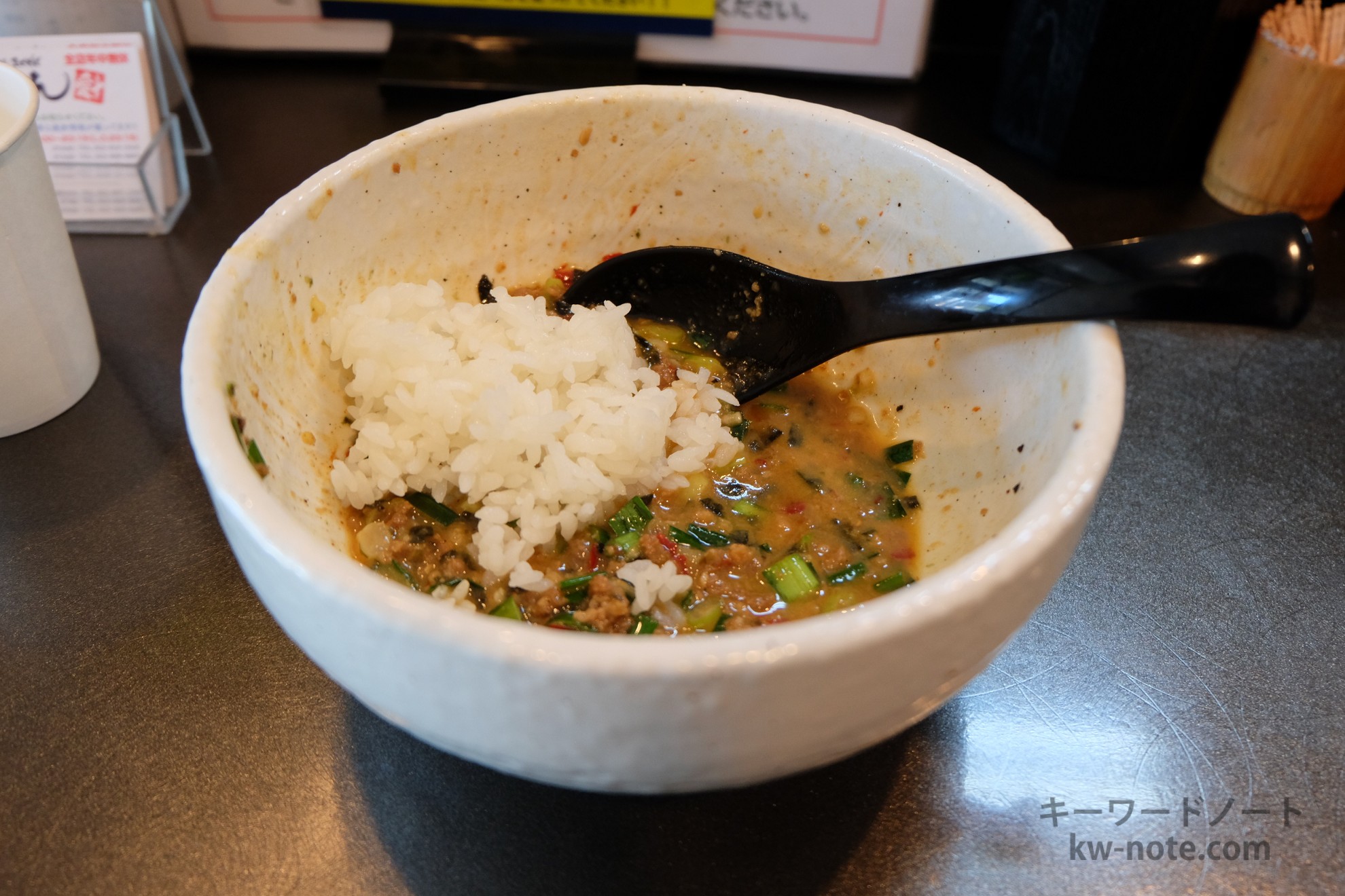 台湾まぜそばの残った具に入れた追い飯